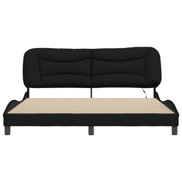 vidaXL LED Bed Frame without Mattress "Hvar" Black 180x200 cm Fabric