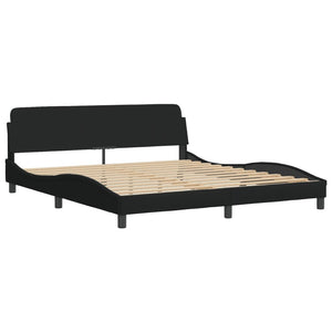 vidaXL LED Bed Frame without Mattress "Hvar" Black 180x200 cm Fabric