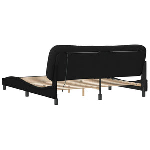 vidaXL LED Bed Frame without Mattress "Hvar" Black 180x200 cm Fabric