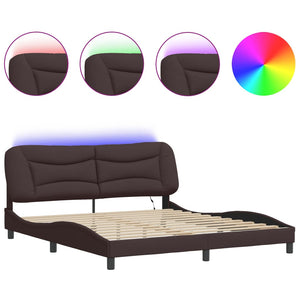 vidaXL LED Bed Frame without Mattress "Hvar" Dark Brown 180x200 cm Fabric