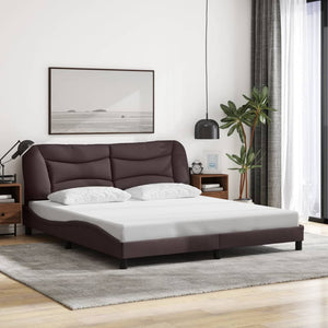 vidaXL LED Bed Frame without Mattress "Hvar" Dark Brown 180x200 cm Fabric