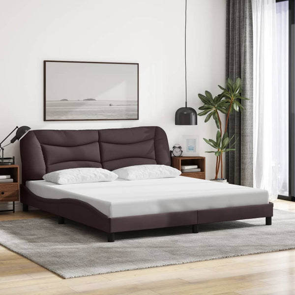 vidaXL LED Bed Frame without Mattress "Hvar" Dark Brown 180x200 cm Fabric