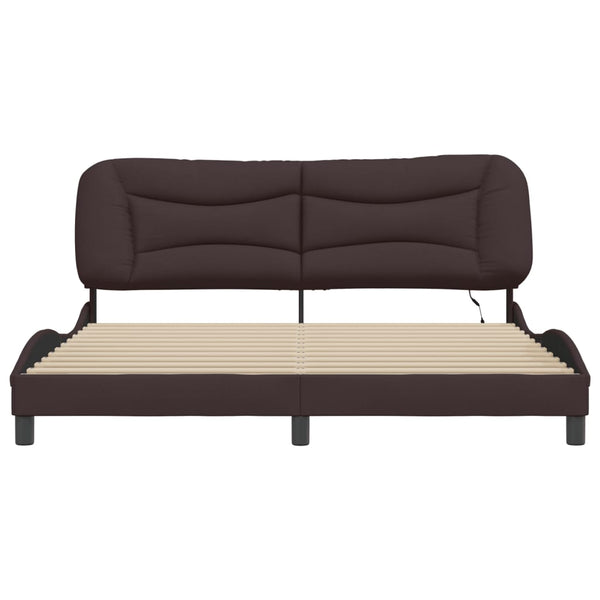 vidaXL LED Bed Frame without Mattress "Hvar" Dark Brown 180x200 cm Fabric