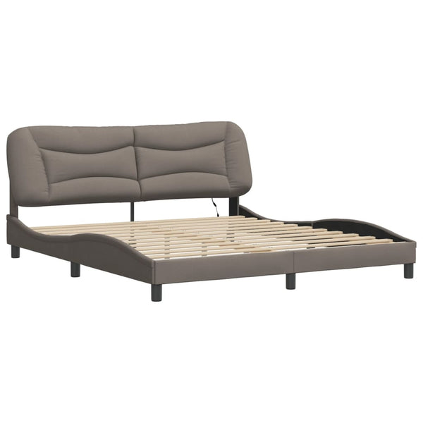 vidaXL LED Bed Frame without Mattress "Hvar" Taupe 180x200 cm Fabric
