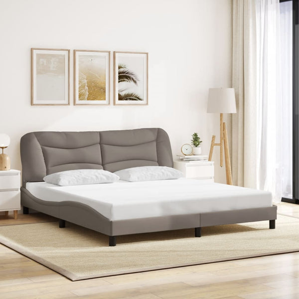 vidaXL LED Bed Frame without Mattress "Hvar" Taupe 180x200 cm Fabric
