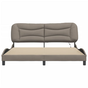 vidaXL LED Bed Frame without Mattress "Hvar" Taupe 180x200 cm Fabric
