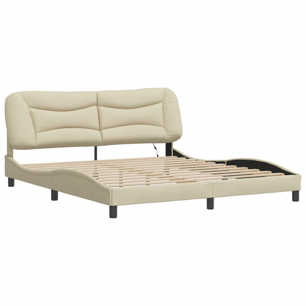vidaXL LED Bed Frame without Mattress "Hvar" Cream 180x200 cm Fabric