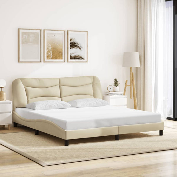 vidaXL LED Bed Frame without Mattress "Hvar" Cream 180x200 cm Fabric