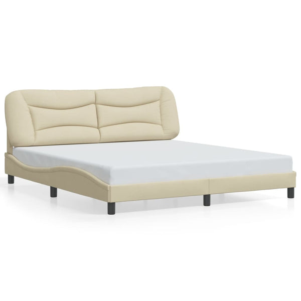 vidaXL LED Bed Frame without Mattress "Hvar" Cream 180x200 cm Fabric
