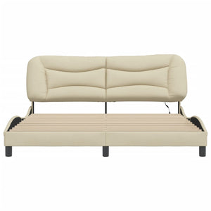 vidaXL LED Bed Frame without Mattress "Hvar" Cream 180x200 cm Fabric