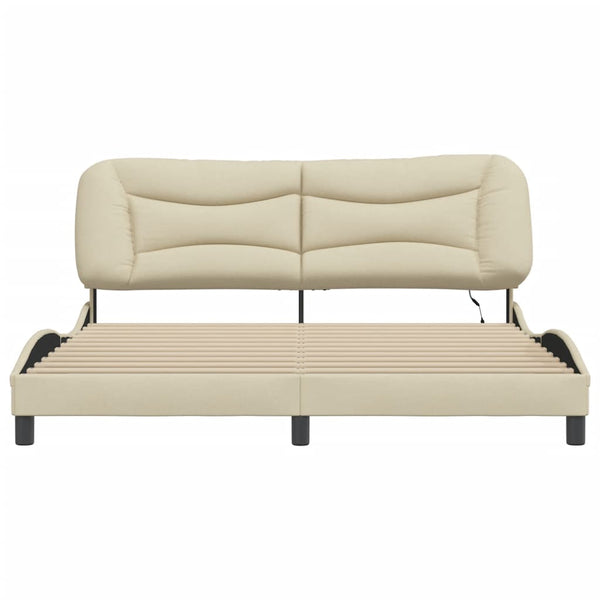 vidaXL LED Bed Frame without Mattress "Hvar" Cream 180x200 cm Fabric