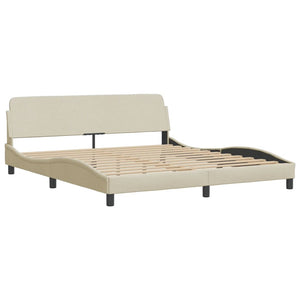 vidaXL LED Bed Frame without Mattress "Hvar" Cream 180x200 cm Fabric