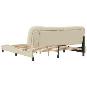 vidaXL LED Bed Frame without Mattress "Hvar" Cream 180x200 cm Fabric