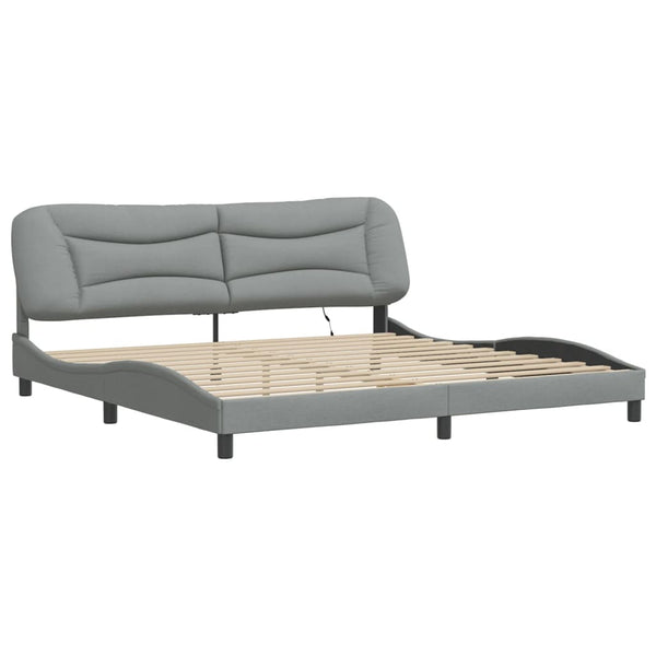 vidaXL LED Bed Frame without Mattress "Hvar" Light Gray 200x200 cm Fabric