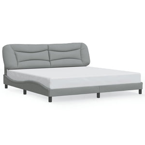 vidaXL LED Bed Frame without Mattress "Hvar" Light Gray 200x200 cm Fabric