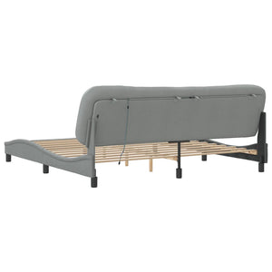 vidaXL LED Bed Frame without Mattress "Hvar" Light Gray 200x200 cm Fabric