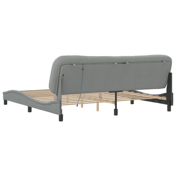 vidaXL LED Bed Frame without Mattress "Hvar" Light Gray 200x200 cm Fabric