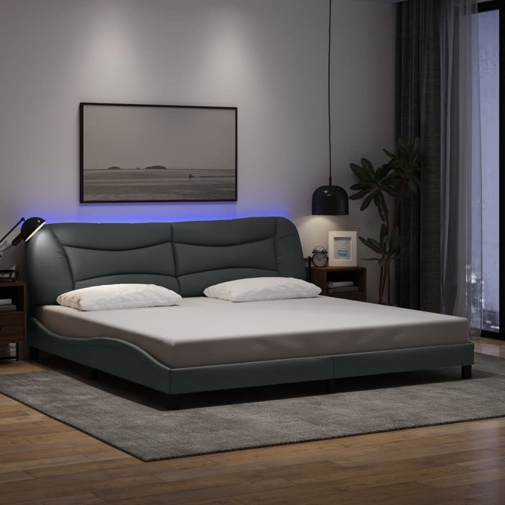vidaXL LED Bed Frame without Mattress "Hvar" Light Gray 200x200 cm Fabric