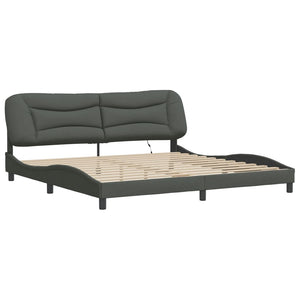 vidaXL LED Bed Frame without Mattress "Hvar" Dark Grey 200x200 cm Fabric