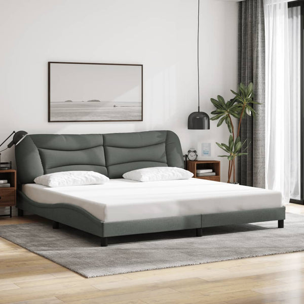vidaXL LED Bed Frame without Mattress "Hvar" Dark Grey 200x200 cm Fabric