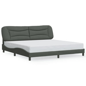 vidaXL LED Bed Frame without Mattress "Hvar" Dark Grey 200x200 cm Fabric