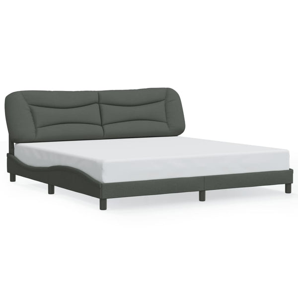 vidaXL LED Bed Frame without Mattress "Hvar" Dark Grey 200x200 cm Fabric