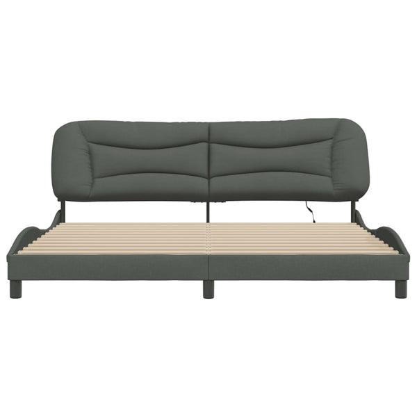 vidaXL LED Bed Frame without Mattress "Hvar" Dark Grey 200x200 cm Fabric