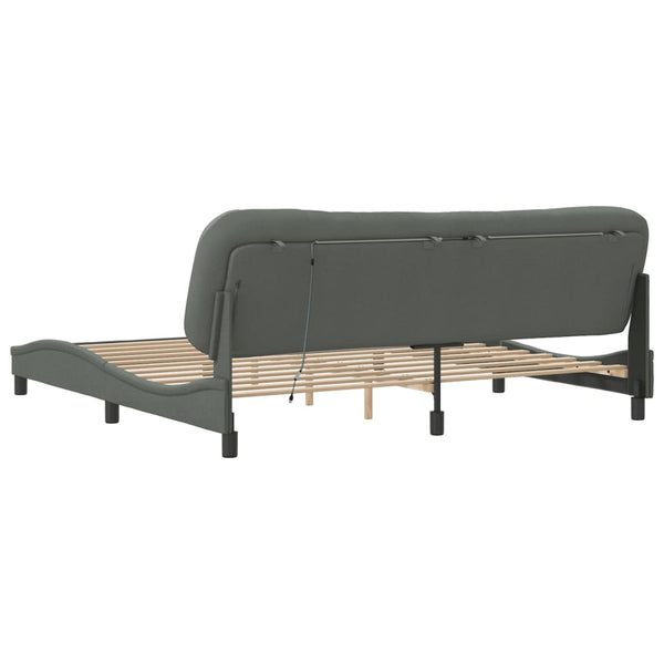 vidaXL LED Bed Frame without Mattress "Hvar" Dark Grey 200x200 cm Fabric