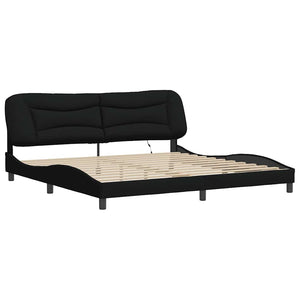 vidaXL LED Bed Frame without Mattress "Hvar" Black 200x200 cm Fabric