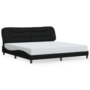 vidaXL LED Bed Frame without Mattress "Hvar" Black 200x200 cm Fabric