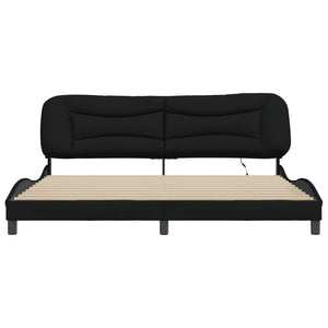 vidaXL LED Bed Frame without Mattress "Hvar" Black 200x200 cm Fabric