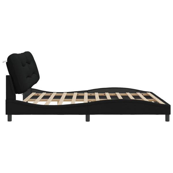 vidaXL LED Bed Frame without Mattress "Hvar" Black 200x200 cm Fabric