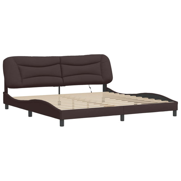 vidaXL LED Bed Frame without Mattress "Hvar" Dark Brown 200x200 cm Fabric