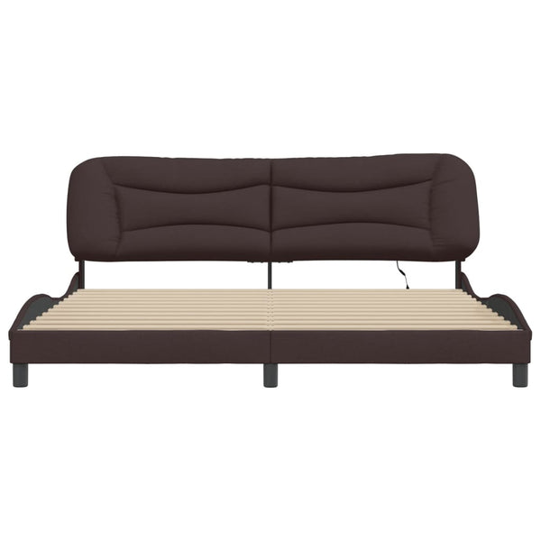 vidaXL LED Bed Frame without Mattress "Hvar" Dark Brown 200x200 cm Fabric
