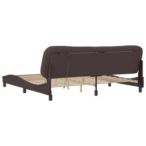 vidaXL LED Bed Frame without Mattress "Hvar" Dark Brown 200x200 cm Fabric