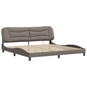 vidaXL LED Bed Frame without Mattress "Hvar" Taupe 200x200 cm Fabric