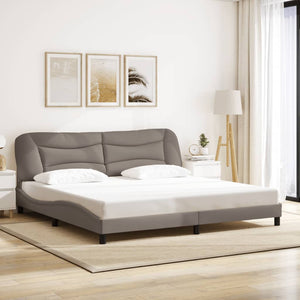 vidaXL LED Bed Frame without Mattress "Hvar" Taupe 200x200 cm Fabric