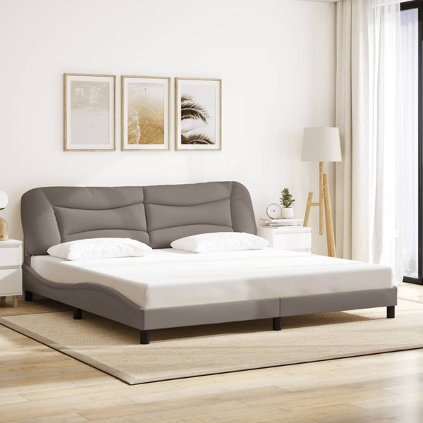 vidaXL LED Bed Frame without Mattress "Hvar" Taupe 200x200 cm Fabric
