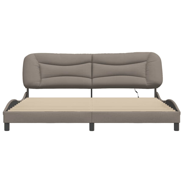 vidaXL LED Bed Frame without Mattress "Hvar" Taupe 200x200 cm Fabric