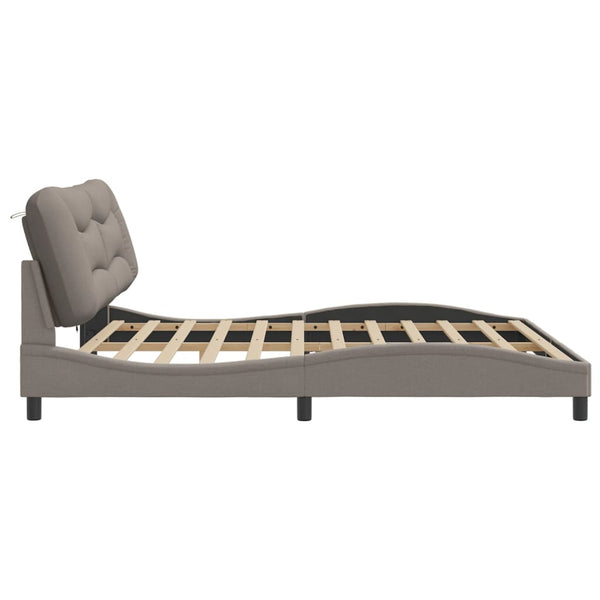 vidaXL LED Bed Frame without Mattress "Hvar" Taupe 200x200 cm Fabric