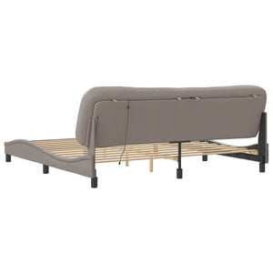 vidaXL LED Bed Frame without Mattress "Hvar" Taupe 200x200 cm Fabric