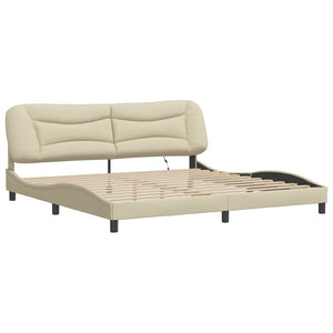 vidaXL LED Bed Frame without Mattress "Hvar" Cream 200x200 cm Fabric