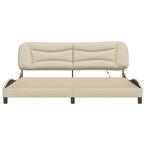 vidaXL LED Bed Frame without Mattress "Hvar" Cream 200x200 cm Fabric