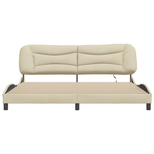 vidaXL LED Bed Frame without Mattress "Hvar" Cream 200x200 cm Fabric