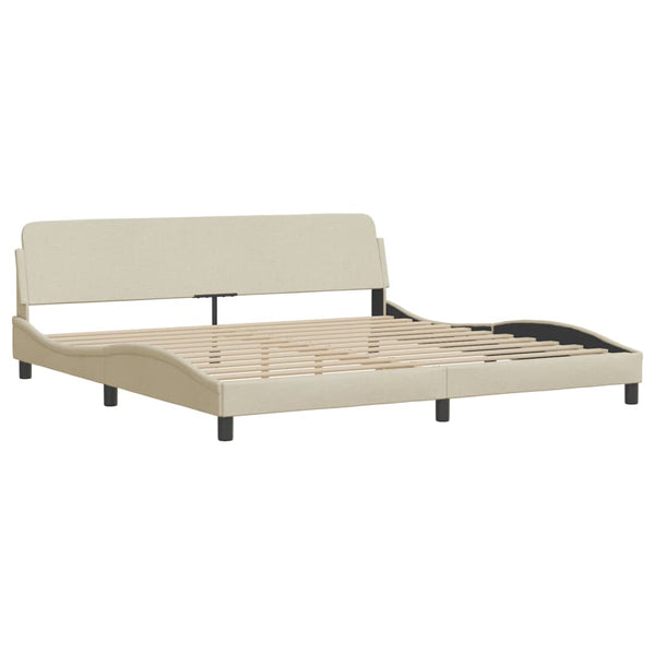 vidaXL LED Bed Frame without Mattress "Hvar" Cream 200x200 cm Fabric