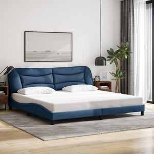 vidaXL LED Bed Frame without Mattress "Hvar" Blue 200x200 cm Fabric