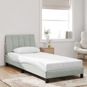 vidaXL LED Bed Frame without Mattress "Hanko" Light Grey 80x200 cm Velvet