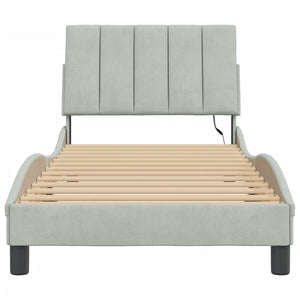 vidaXL LED Bed Frame without Mattress "Hanko" Light Grey 80x200 cm Velvet