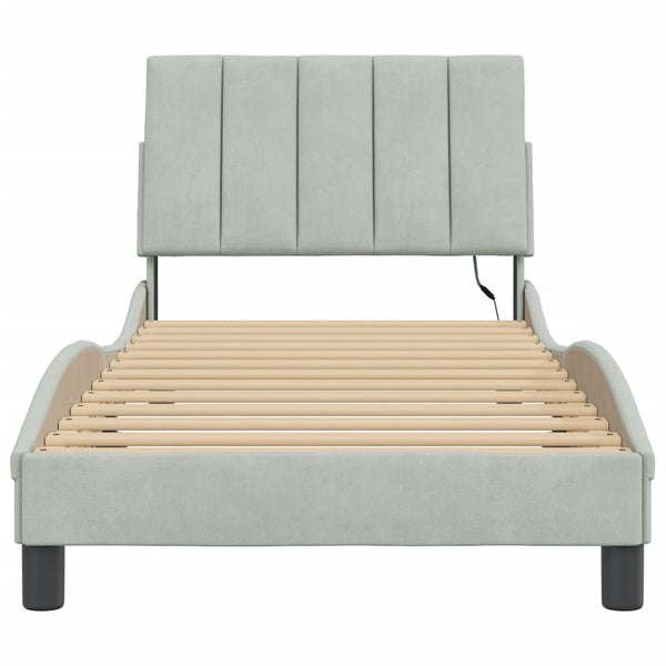 vidaXL LED Bed Frame without Mattress "Hanko" Light Grey 80x200 cm Velvet