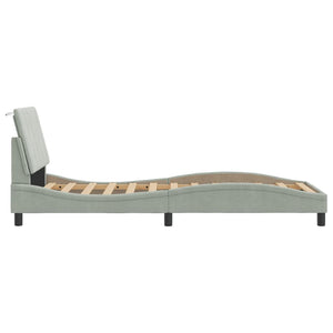 vidaXL LED Bed Frame without Mattress "Hanko" Light Grey 80x200 cm Velvet
